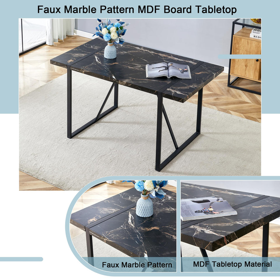 MUUOKY Dining Table Set for 4, Modern 55'' Wood Dinette Table Set for 4 with Fabric Dining Chairs,Table and Chairs Set of 4,Ideal for Kitchen Dining Room