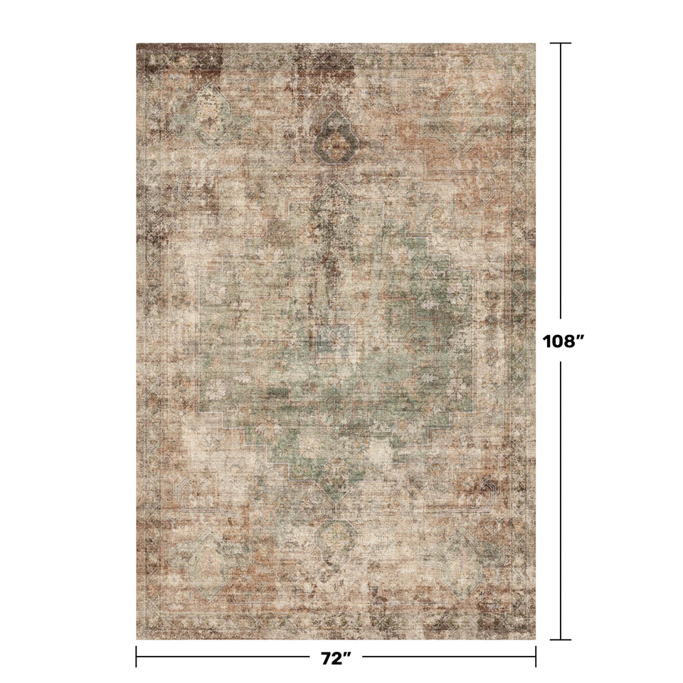 Neutral Living Room Rug - 10x14 Farmhouse Beige Brown Large Area Rug for Dining Room, Bedroom, Low Pile Lightweight Washable