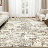 Area Rugs for Living Room: 12x15 Abstract Washable Rug Modern Neutral Large Soft Stain Resistant Non-Slip Backing Machine Table for Bedroom Dining Room Indoor Home Office Carpet - Gold Brown