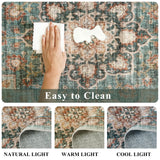 TOPRUUG Washable Oriental Area Rug - 12x15 Rugs for Living Room Soft Carpet for Bedroom Waterproof Floral Distressed Indoor Stain Resistant Non-Shedding Floor Carpets (Green, 12x15)