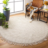 SAFAVIEH Area Rug 8x10 - Natura Collection - Large - Ivory, Handmade Wool, Moroccan Boho Fringe Design, Ideal for Living Room, Bedroom, Dining Space (NAT852B)