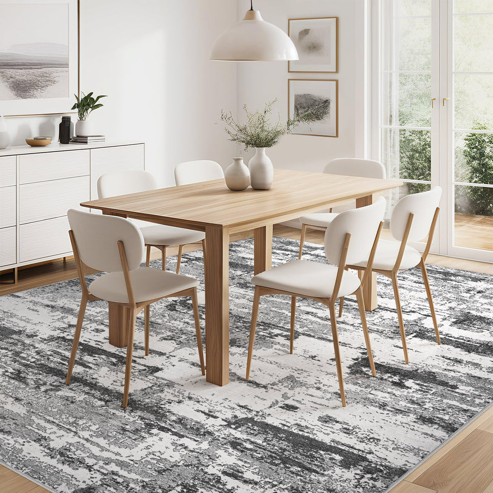 Area Rugs for Living Room: 12x15 Abstract Washable Rug Modern Neutral Large Soft Stain Resistant Non-Slip Backing Machine Table for Bedroom Dining Room Indoor Home Office Carpet - Gold Brown