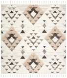 SAFAVIEH Area Rug 8x10 - Moroccan Tassel Shag Collection - Large - Ivory & Brown, Boho Design, Non-Shedding & Easy Cleaning, Plush Pile, Ideal for Living Room, Bedroom, Dining Space (MTS688A)