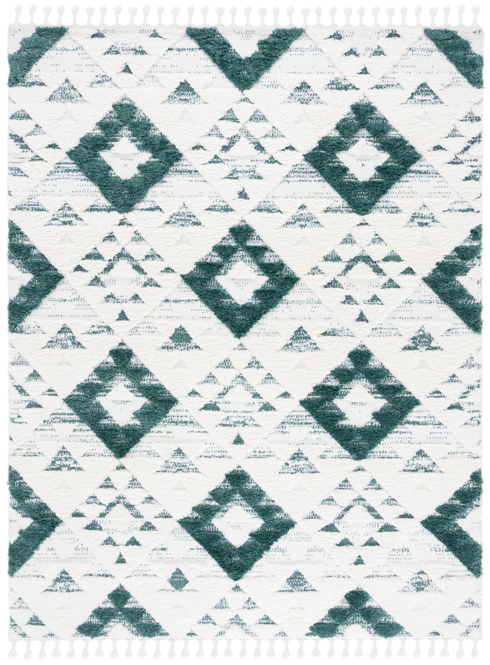 SAFAVIEH Area Rug 8x10 - Moroccan Tassel Shag Collection - Large - Ivory & Brown, Boho Design, Non-Shedding & Easy Cleaning, Plush Pile, Ideal for Living Room, Bedroom, Dining Space (MTS688A)