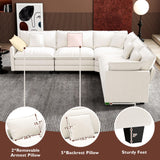 Ihanherry 146" U-Shaped Modern Sofa Modular Sectional Cloud Couch with 2 Ottoman, 6-Seat Chenille Deep Seat Sofa with 6 Pillows for Living Room, Bedroom and Apartment, Grey