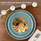 GBHOME Ceramic Dinnerware Sets for 8, 24 Pieces Stoneware Plates and Bowls Sets, Scratch Resistant Dishes, Dishwasher & Microwave Safe, Reactive Glaze-Green Wheat