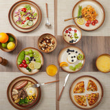 Pokini 24 Piece Dinnerware Sets for 8, Modern Stoneware Plates and Bowls Setst, Perfect for Family Gatherings & Holiday Celebrations, Easy Cleaning Dishes Set, Stack Compactly Dishware, Brown Green