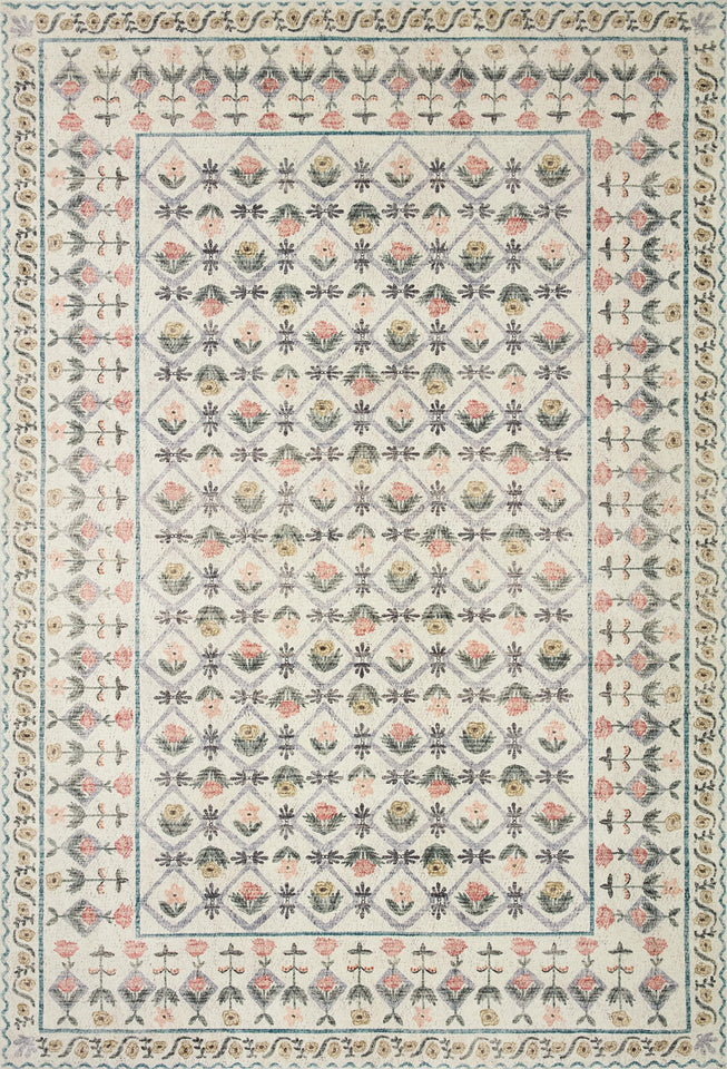 Loloi Rifle Paper Co. Eden Collection EDE-02 Mughal Garden Cream 7'-6" x 9'-6" Area Rug