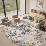Area Rugs for Living Room: 12x15 Abstract Washable Rug Modern Neutral Large Soft Stain Resistant Non-Slip Backing Machine Table for Bedroom Dining Room Indoor Home Office Carpet - Gold Brown