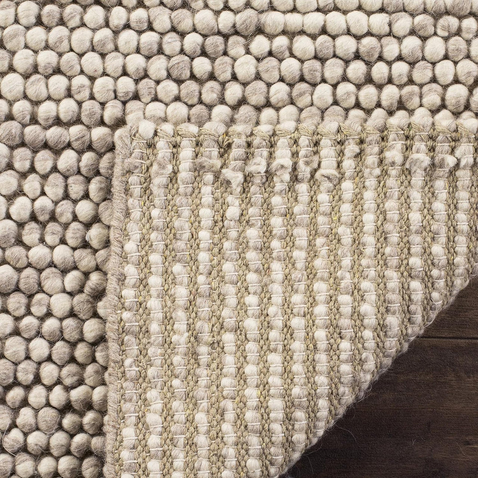 S & L Homes Wool Cotton Hand Woven Chunky Knit Popcorn Rug - Ivory Contemporary Area Rug for Living Room Bedroom (8' x 10' - Ivory)
