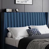 Yaheetech King Bed Frame Upholstered Platform Bed with Fabric Headboard, Wing Edge Design/Non-Slip and Noise-Free/Wooden Slats Support/No Box Spring Needed/Easy Assembly, Ivory King Bed