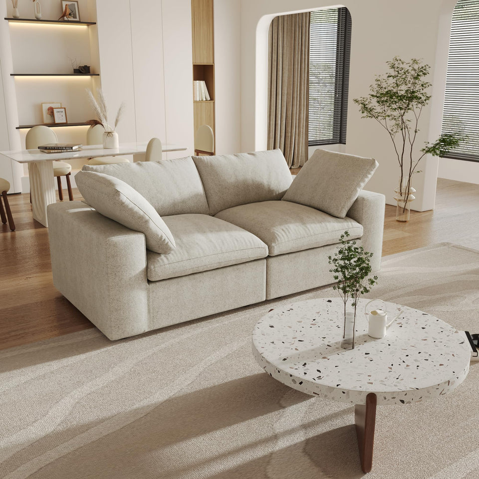 160.6" Cloud Couch Modular Sectional Sofa for Livingroom,Oversized Convertible Sofa with Storage Ottomans,6 Seat Wide Couches,Cushion Covers Removable (Khaki, 6 Seater)