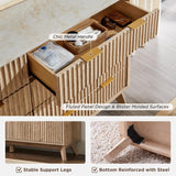 T4TREAM Fluted 7 Drawers Dresser, 54" Wide Modern Chest of Drawers with Faux Marble Top, Curved Profile Design, Dresser TV Stand, Wood Drawer Organizer for Bedroom, Living Room, Hallway, Natural Oak