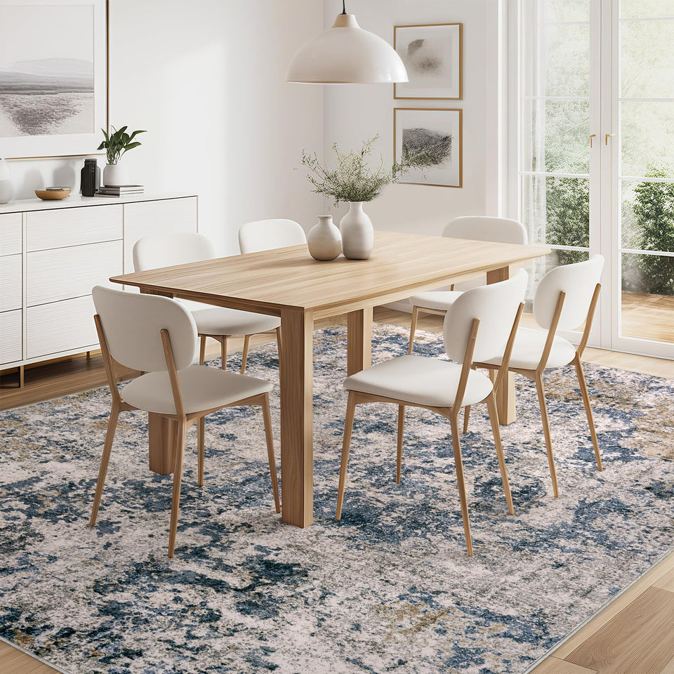 Area Rugs for Living Room: 12x15 Abstract Washable Rug Modern Neutral Large Soft Stain Resistant Non-Slip Backing Machine Table for Bedroom Dining Room Indoor Home Office Carpet - Gold Brown