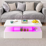 oneinmil Modern LED Coffee Table, 40" Living Room Tables with 16 Colors LED Lights, Double-Layer Design, Stylish Coffee Tables for Living Room, Black