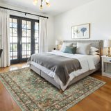 TOPRUUG Washable Oriental Area Rug - 12x15 Rugs for Living Room Soft Carpet for Bedroom Waterproof Floral Distressed Indoor Stain Resistant Non-Shedding Floor Carpets (Green, 12x15)