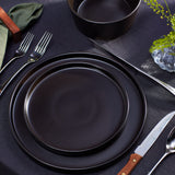 Stone Lain Celina Stoneware 32 Piece Dinnerware Set, Plates and Bowls, Black Matte Dish Collection, Service for 8 – Contemporary Minimalist Style, Microwave & Dishwasher Safe