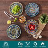 vancasso 24 Pieces Dinnerware Sets, Plates and Bowls Set, Porcelain Dishes Set for 6, Microwave and Dishwasher Safe, Scratch Resistant, Bohemian Style Dining Ware Service for 6, Series SIMI