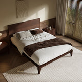 Merax Queen Size Bamboo Platform Bed, Mid-Century Modern Bed Frame with Tall Headboard, Solid Sustainable Bedframe Queen-size, Wood Slat Support, No Box Spring Needed, Easy Assembly, Noise Free, Brown