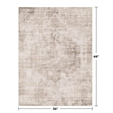 Neutral Living Room Rug - 10x14 Farmhouse Beige Brown Large Area Rug for Dining Room, Bedroom, Low Pile Lightweight Washable