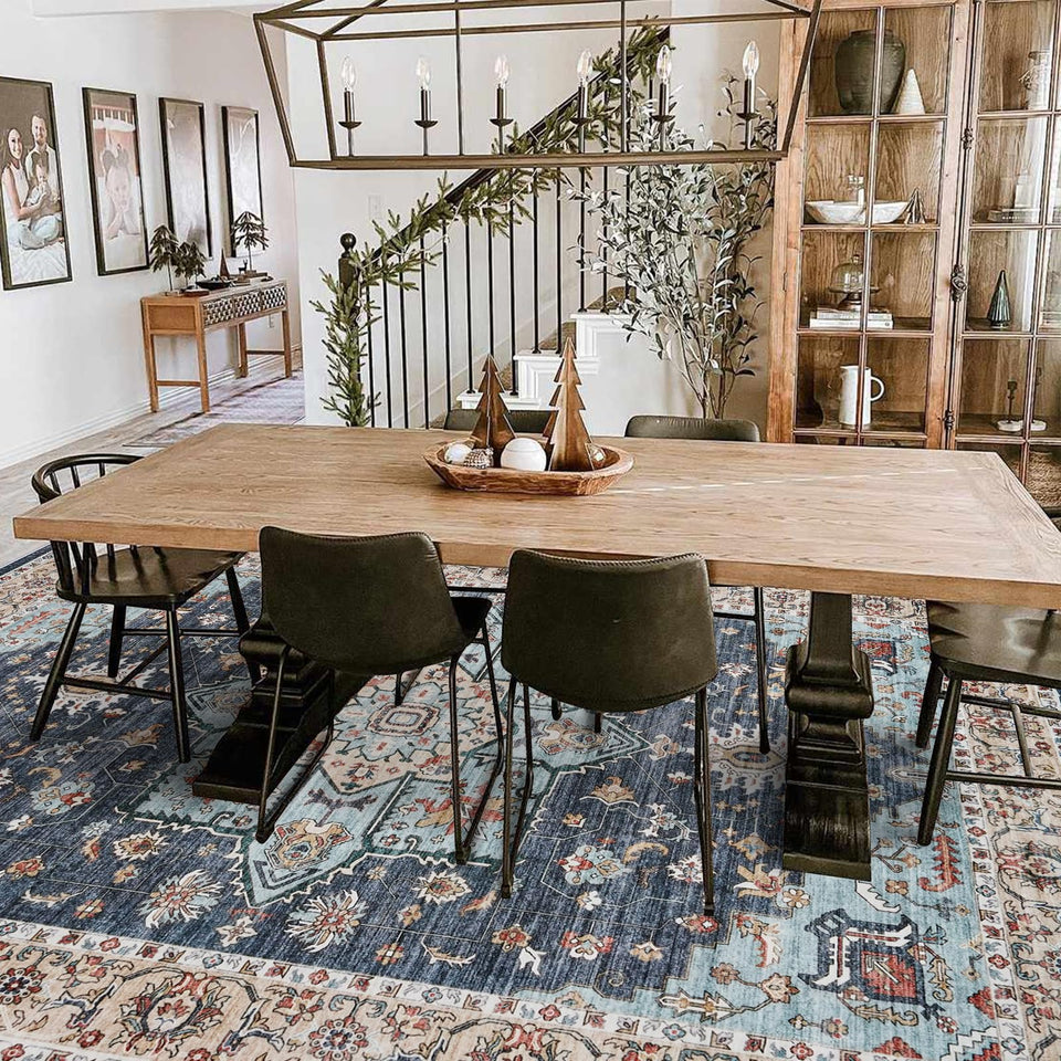 TOPRUUG Washable Oriental Area Rug - 12x15 Rugs for Living Room Soft Carpet for Bedroom Waterproof Floral Distressed Indoor Stain Resistant Non-Shedding Floor Carpets (Green, 12x15)