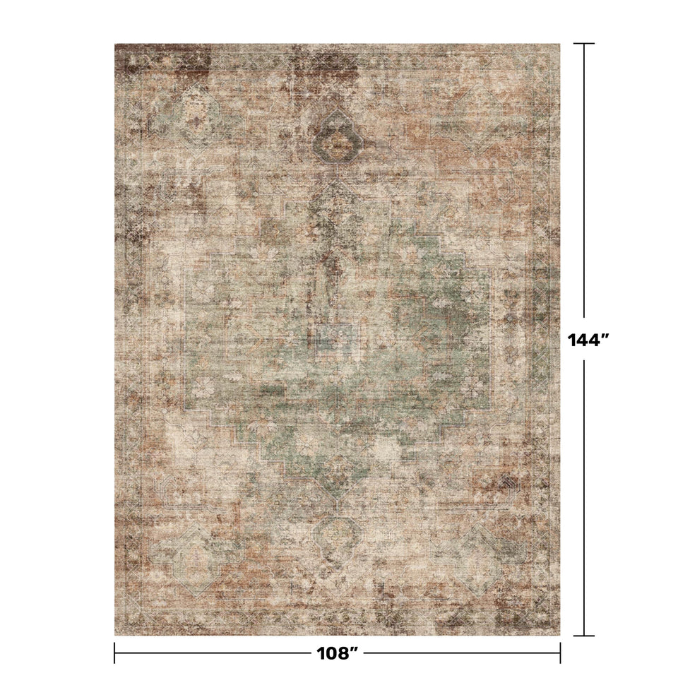 Neutral Living Room Rug - 10x14 Farmhouse Beige Brown Large Area Rug for Dining Room, Bedroom, Low Pile Lightweight Washable