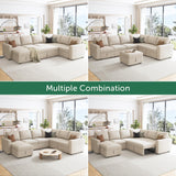 HONBAY Sectional Sleeper Sofa with Pull Out Bed, U Shaped Couch with Storage, Modular Sectional Couches for Living Room, Dark Grey