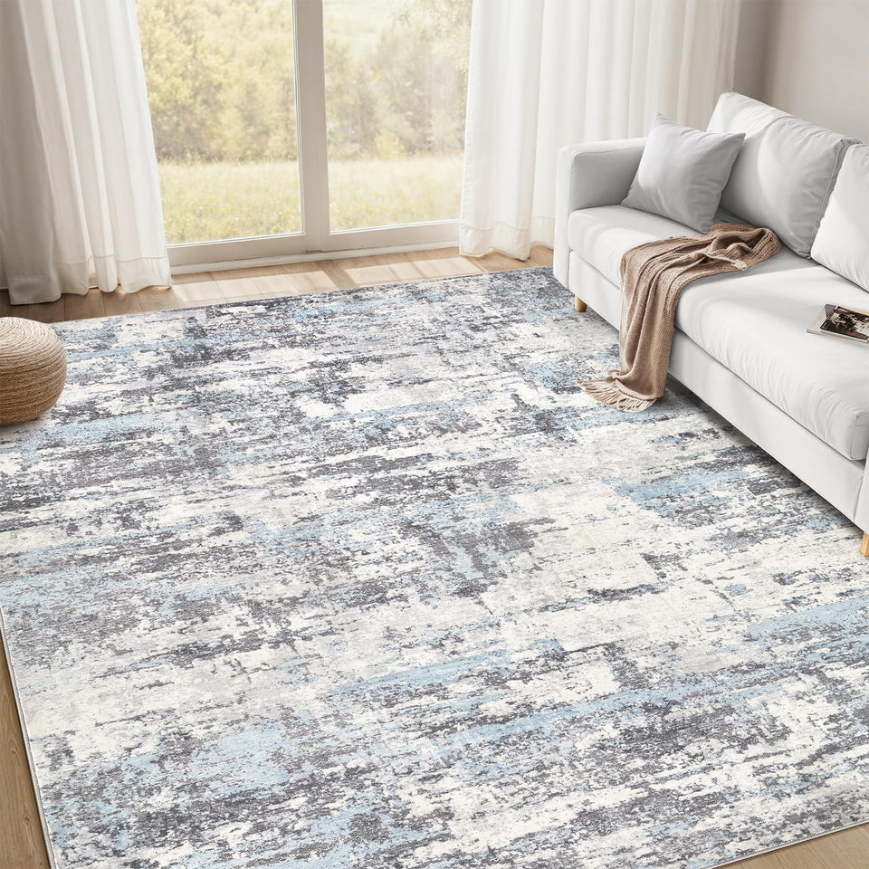 Area Rugs for Living Room: 12x15 Abstract Washable Rug Modern Neutral Large Soft Stain Resistant Non-Slip Backing Machine Table for Bedroom Dining Room Indoor Home Office Carpet - Gold Brown