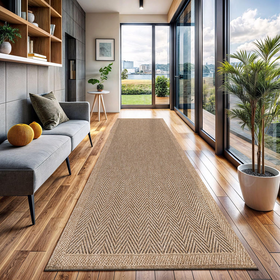 CAMILSON Easy Jute Rug 10x14, Indoor Outdoor Natural Color Fiber Area Rugs for Living Room Patio and Kitchen Rug, Sisal Boho Woven Design, Easy-Cleaning, Washable Outside Carpet Alfombras (10 x 14)