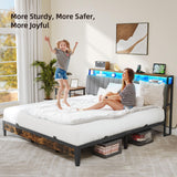 YITAHOME King Size Bed Frame with Adjustable Headboard, 4 Storage Drawers and RGB LED Lights, Velvet Upholstered Platform Bed with USB Ports, No Box Spring Needed, Fast Assembly, Noise-Free, Black