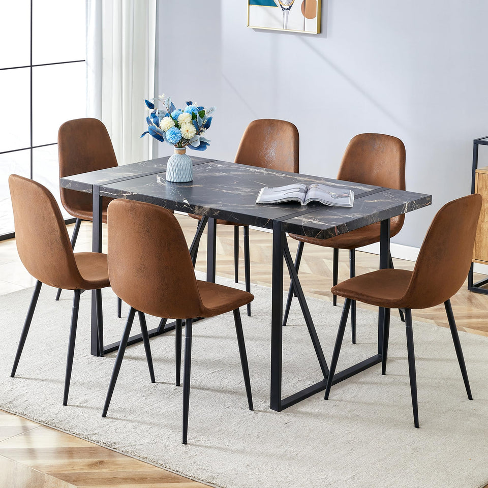 MUUOKY Dining Table Set for 4, Modern 55'' Wood Dinette Table Set for 4 with Fabric Dining Chairs,Table and Chairs Set of 4,Ideal for Kitchen Dining Room