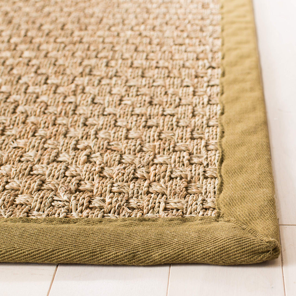SAFAVIEH Area Rug 8x10 - Natural Fiber Collection - Large - Natural & Beige, Seagrass, Basketweave Pattern (NF114A)