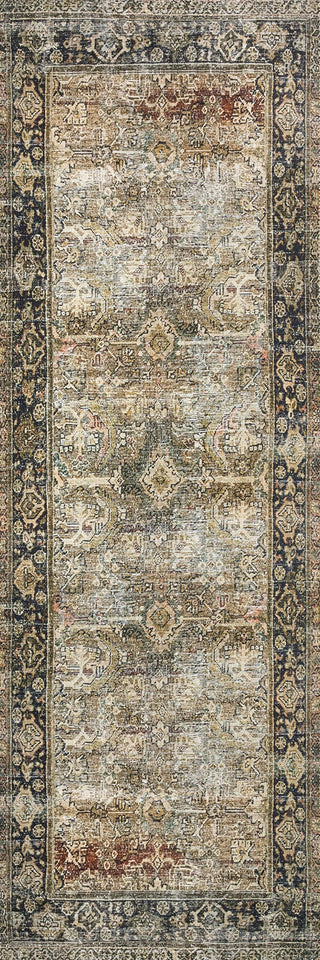 Loloi Layla Collection LAY-03 Olive/Charcoal 9'-0" x 12'-0" .13" Thick Area Rug, Soft, Durable, Vintage Inspired, Distressed, Low Pile, Non-Shedding, Easy Clean, Printed, Living Room Rug