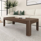 Plank+Beam Forma Coffee Table, 54 Inch Modern Coffee Table with Shelf, Contemporary Center Table with Storage Space, Rectangle Tea Table with Storage, Pecan