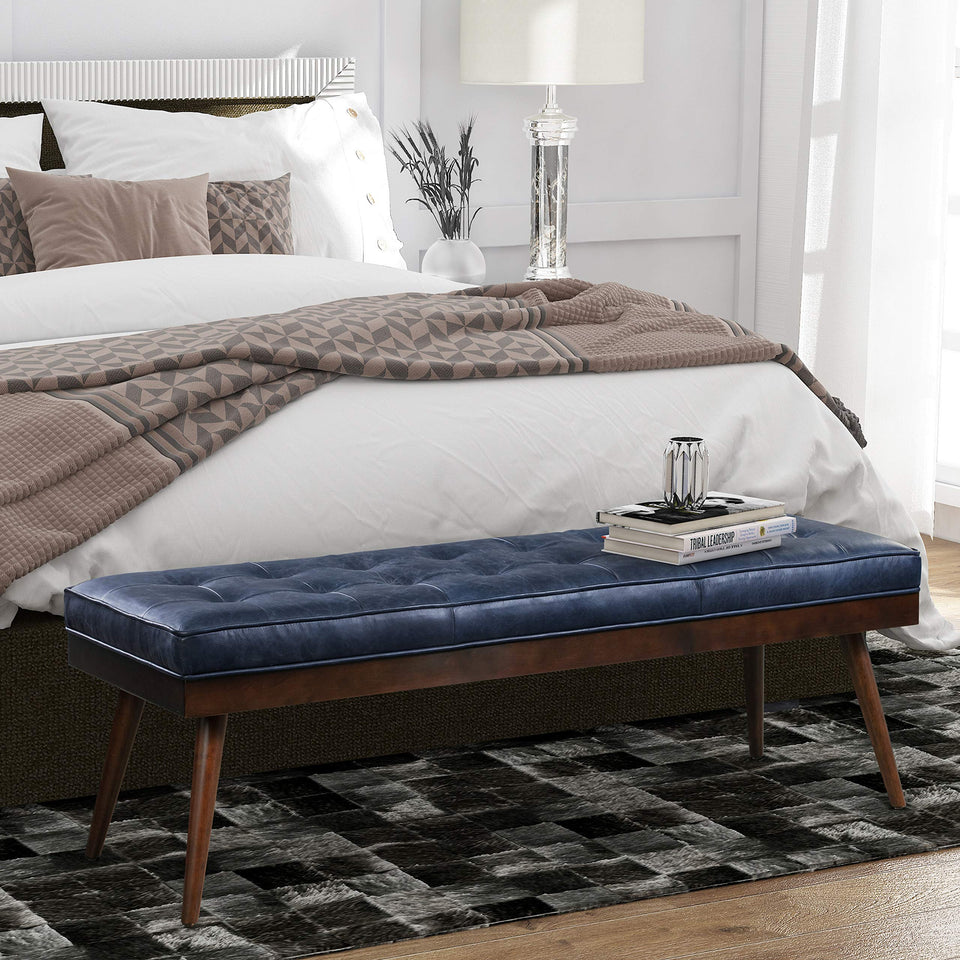 POLY & BARK Napa 72" Apartment Sofa – Italian-Tanned Full-Grain Pure-Aniline or Semi-Aniline Leather, Feather-Down Cushioning, Kiln-Dried Solid Wood Frame, Walnut Legs - Cognac Tan