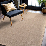 CAMILSON Easy Jute Rug 10x14, Indoor Outdoor Natural Color Fiber Area Rugs for Living Room Patio and Kitchen Rug Herringbone Woven Design Easy-Cleaning Washable Outside Carpet Alfombras 10 x 14