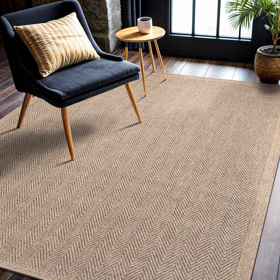 CAMILSON Easy Jute Rug 10x14, Indoor Outdoor Natural Color Fiber Area Rugs for Living Room Patio and Kitchen Rug, Sisal Boho Woven Design, Easy-Cleaning, Washable Outside Carpet Alfombras (10 x 14)