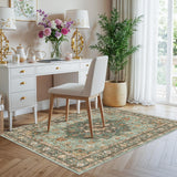 TOPRUUG Washable Oriental Area Rug - 12x15 Rugs for Living Room Soft Carpet for Bedroom Waterproof Floral Distressed Indoor Stain Resistant Non-Shedding Floor Carpets (Green, 12x15)