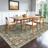 TOPRUUG Washable Oriental Area Rug - 12x15 Rugs for Living Room Soft Carpet for Bedroom Waterproof Floral Distressed Indoor Stain Resistant Non-Shedding Floor Carpets (Green, 12x15)