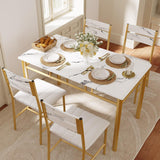 IRONCK Dining Table Set for 4, Wood Kitchen Table with Upholstered Chairs for Kitchen Room and Small Spaces, Rustic Brown