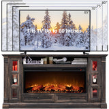OKD Fireplace TV Stand for up-to-80 TV, Farmhouse 36" Tall Entertainment Center with 42" Electric Fireplace, Media Console with Glass Door Cabinets & Drawers for Living Room, Antique White