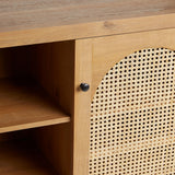 Walker Edison Sasha 4-Door Reeded Sideboard Buffet with Cord Management, 70 Inch, Coastal Oak