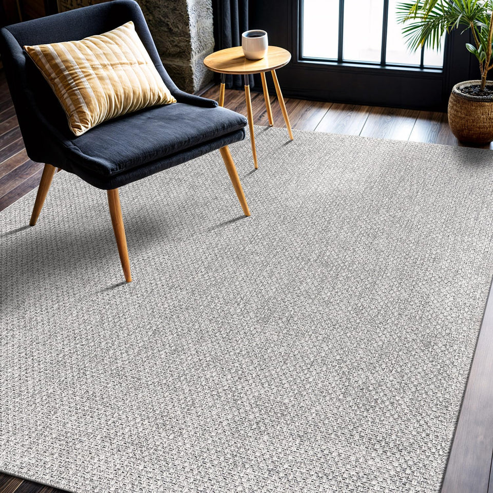 CAMILSON Easy Jute Rug 10x14, Indoor Outdoor Natural Color Fiber Area Rugs for Living Room Patio and Kitchen Rug Herringbone Woven Design Easy-Cleaning Washable Outside Carpet Alfombras 10 x 14