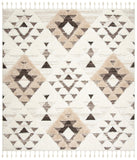 SAFAVIEH Area Rug 8x10 - Moroccan Tassel Shag Collection - Large - Ivory & Brown, Boho Design, Non-Shedding & Easy Cleaning, Plush Pile, Ideal for Living Room, Bedroom, Dining Space (MTS688A)