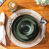 LeRatio Ceramic Dinnerware Sets for 6,Plates and Bowls Sets,Handmade Reactive Glaze Dishes Set,Chip Resistant and Scratch Resistant | Oven&Dishwasher & Microwave Safe-Blue(18PCS)