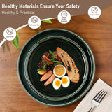 GBHOME Ceramic Dinnerware Sets for 8, 24 Pieces Stoneware Plates and Bowls Sets, Scratch Resistant Dishes, Dishwasher & Microwave Safe, Reactive Glaze-Green Wheat