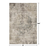 Neutral Living Room Rug - 10x14 Farmhouse Beige Brown Large Area Rug for Dining Room, Bedroom, Low Pile Lightweight Washable