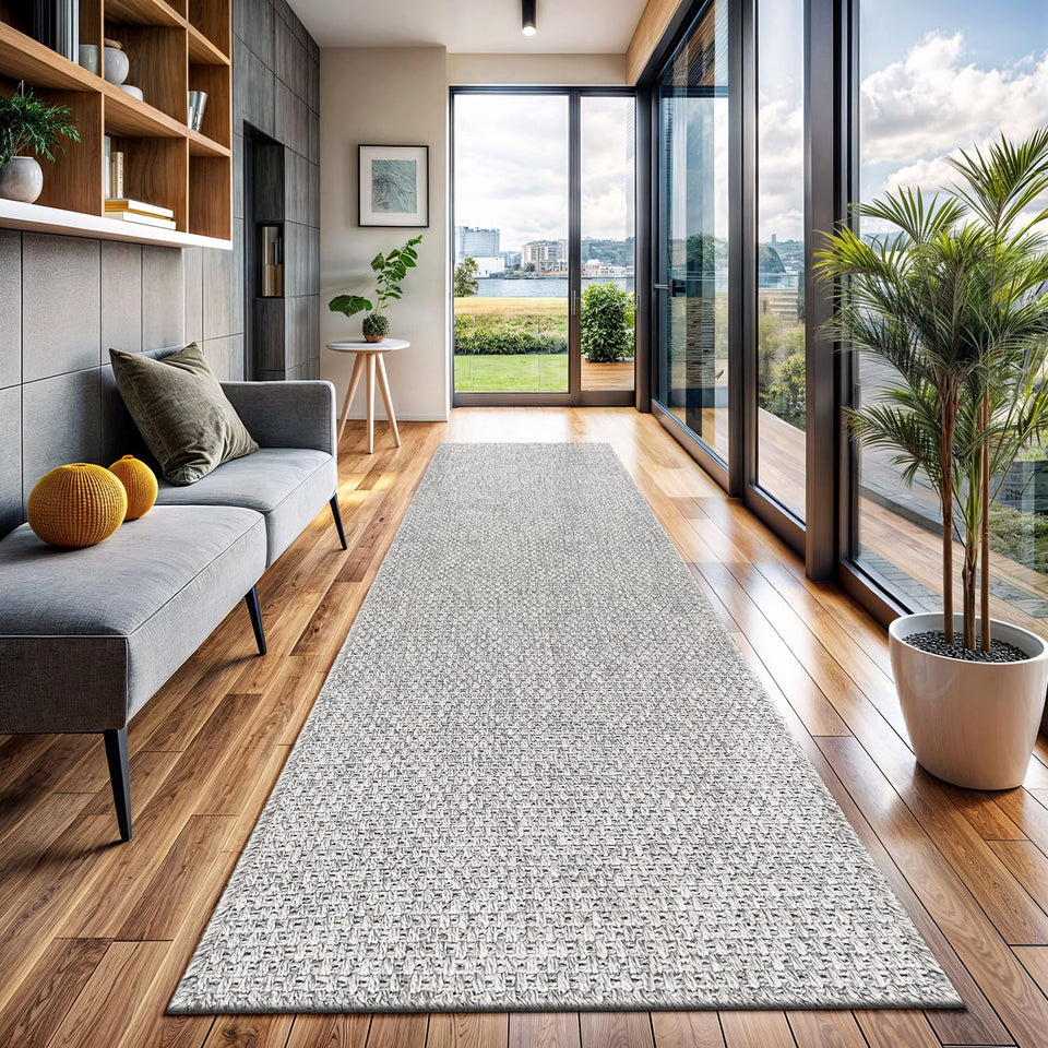 CAMILSON Easy Jute Rug 10x14, Indoor Outdoor Natural Color Fiber Area Rugs for Living Room Patio and Kitchen Rug Herringbone Woven Design Easy-Cleaning Washable Outside Carpet Alfombras 10 x 14