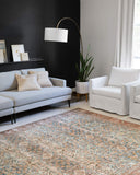 Loloi Layla Collection LAY-03 Olive/Charcoal 9'-0" x 12'-0" .13" Thick Area Rug, Soft, Durable, Vintage Inspired, Distressed, Low Pile, Non-Shedding, Easy Clean, Printed, Living Room Rug