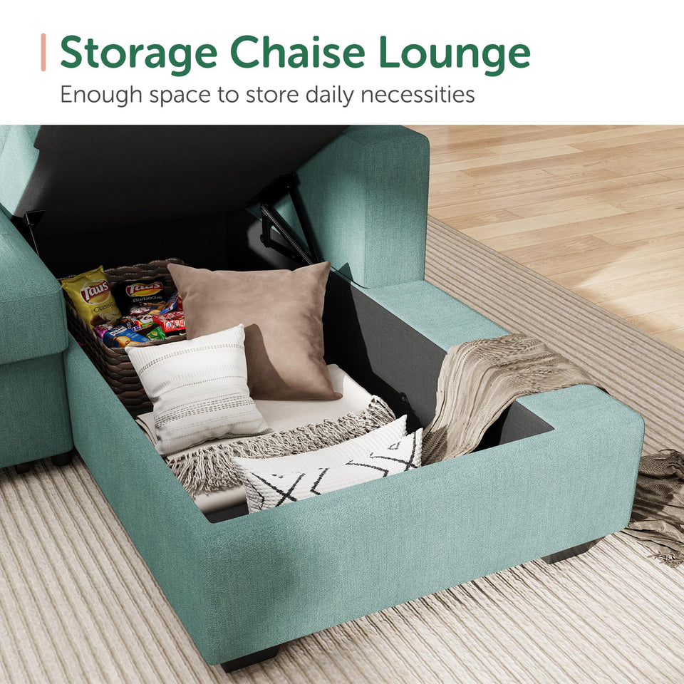 HONBAY Sectional Sleeper Sofa Pull Out Bed with Storage Chaise, Sectional Sofa Couch, Sleeper Couch Bed for Living Room, Dark Grey